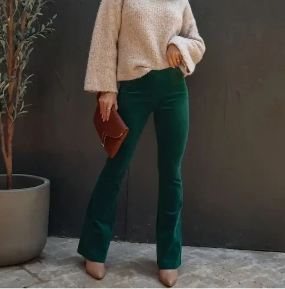 Newbury Kustom Emerald Corduroy Flare Pants Womens Size M